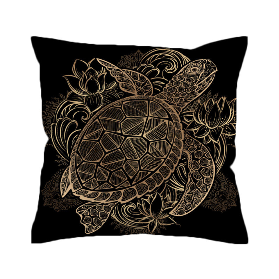 BeddingOutlet Turtles Cushion Cover Animal Tortoise Pillow Case Flowers Lotus Throw Cover Boho Decorative Pillow Covers