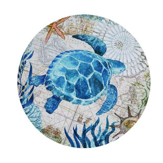 Sunbath Round Beach Towel Blue Turtle Print Bath Towel with Tassel Picnic Blanket Shawl Serviette De Plage Adulte